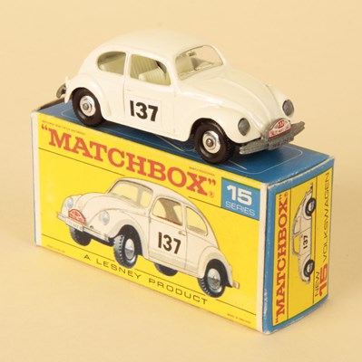 Lot 118 - Matchbox Regular Wheels 15d Volkswagen Beetle Rally Car RARE TYPE F2 BOX WITHOUT AUTOSTEER TEXT