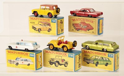 Lot 126 - Matchbox Regular Wheels Group of Late 1960's Issue American Cars.