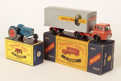 Lot 159 - Matchbox Regular Wheels 72a Fordson Major Tractor & M-2 Bedford Truck & Trailer