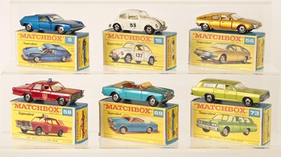 Lot 176 - Matchbox Superfast Group of Cars in Transitional Type F Boxes.