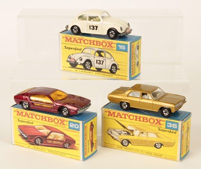 Lot 178 - Matchbox Superfast Group of Cars in Transitional Type F Boxes.