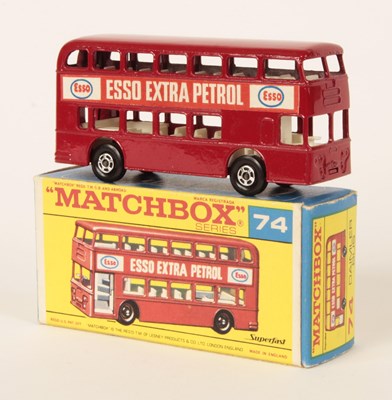 Lot 185 - Matchbox Superfast 74a Daimler Fleetline Bus IN RARE TRANSITIONAL TYPE F4 BOX.