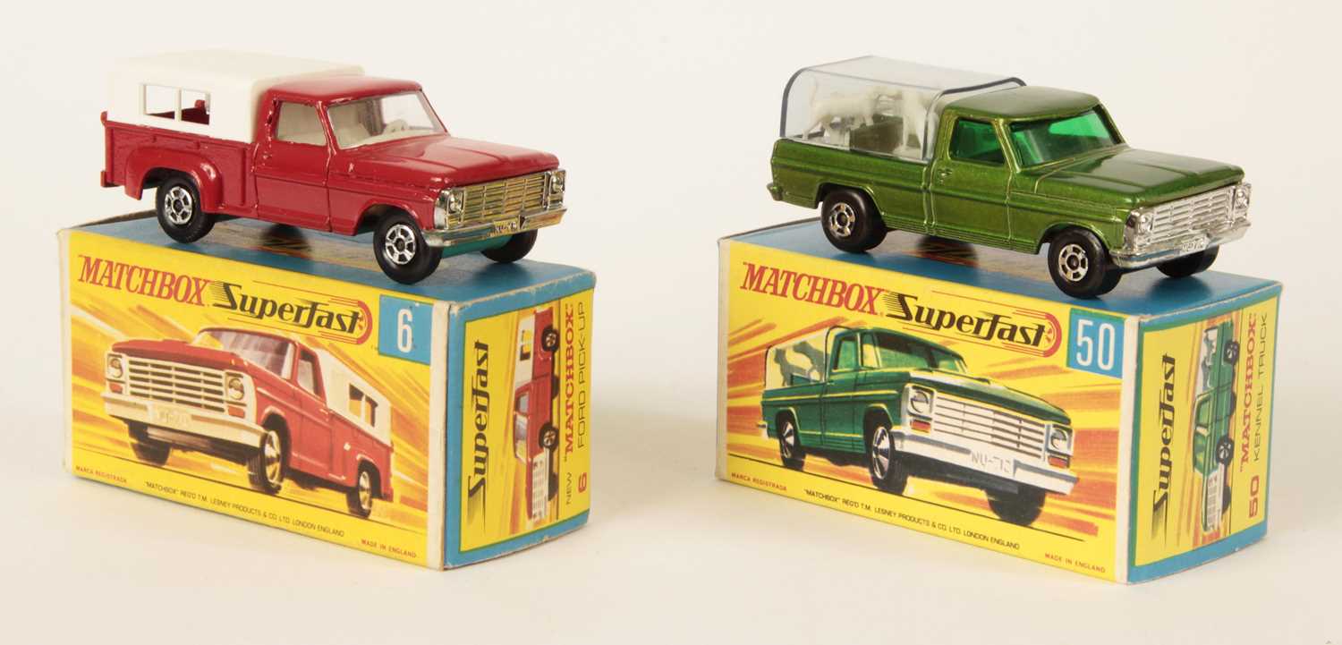 Lot 186 - Matchbox Superfast 6a Ford Pick-Up Truck & 50a Ford Kennel Truck.