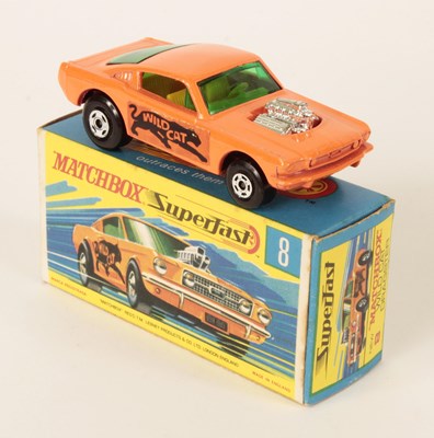 Lot 188 - Matchbox Superfast 8b Ford Mustang Wild Cat Dragster - RARE ORANGE BASE.