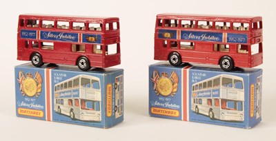 Lot 228 - Matchbox Superfast 2 x 17b Londoner Bus "Silver Jubilee" RARE RED BODY VARIATIONS.