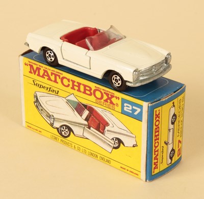 Lot 238 - Matchbox Superfast 27a Mercedes 230SL - RARE TRANSITIONAL TYPE F3 BOX