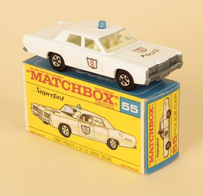 Lot 254 - Matchbox Superfast 55a Mercury Park Lane Police Car - RARE TRANSITIONAL TYPE F3 BOX.