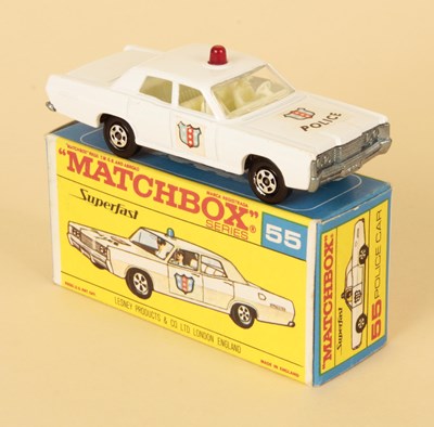 Lot 255 - Matchbox Superfast 55a Mercury Park Lane Police Car - RARE TRANSITIONAL TYPE F3 BOX.