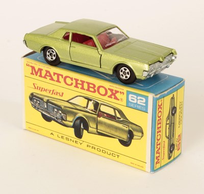 Lot 256 - Matchbox Superfast 62a Mercury Cougar - VERY RARE RED TEXT TRANSITIONAL TYPE F2 BOX.