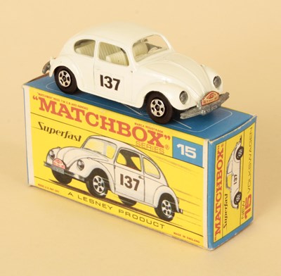 Lot 262 - Matchbox Superfast 15a Volkswagen Beetle Rally Car - TRANSITIONAL TYPE F2 BOX.