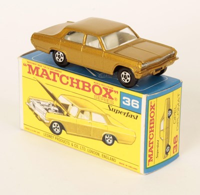 Lot 264 - Matchbox Superfast 36a Opel Diplomat - RARE TRANSITIONAL ISSUE TYPE F3 BOX