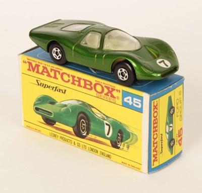 Lot 265 - Matchbox Superfast 45a Ford Group 6 - RARE TRANSITIONAL ISSUE TYPE F3 BOX.