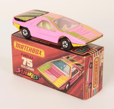 Lot 279 - Matchbox Superfast 75b Alfa Carabo Streakers Issue - RARE PINK BODY