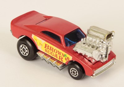 Lot 309 - Matchbox Superfast 26b Big Banger Dragster - red body WITH RED CHERRY "BROWN SUGAR" LABELS