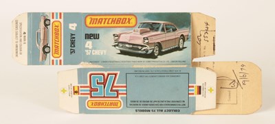 Lot 373 - Matchbox Superfast Bowater's Printers Proof Empty "New" Type L Box For 4d '57 Chevy