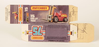 Lot 375 - Matchbox Superfast Bowater's Printers Proof Empty Type K Box Without New For 15b Fork Lift Truck