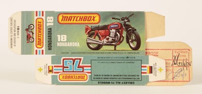 Lot 378 - Matchbox Superfast Bowater's Printers Proof "New" Type L Box For 18b Hondarora Honda Motorcycle