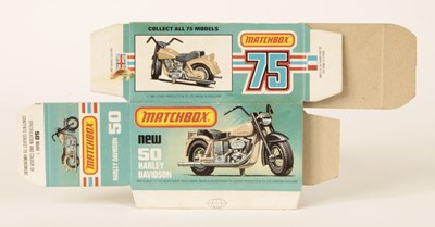 Lot 382 - Matchbox Superfast Bowater's Printers Proof Empty Type L Box For 50c Harley Davidson Motorcycle