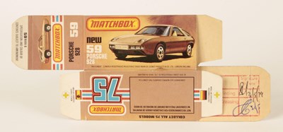 Lot 384 - Matchbox Superfast Bowater's Printers Proof Empty "New" Type L Box For 59d Porsche 928