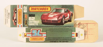 Lot 385 - Matchbox Superfast Bowater's Printers Proof Empty "New" Type K Box For 62d Chevrolet Corvette
