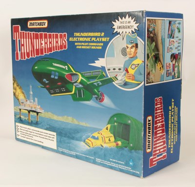 Lot 398 - Matchbox Vintage 1990's Thunderbird 2 Electronic Play Set & Radio Times Gift Set
