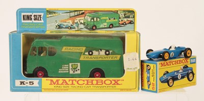 Lot 509 - Matchbox King Size K-5 Racing Car Transporter & 52b BRM F1 Racing Car
