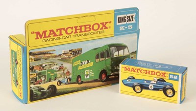 Lot 509 - Matchbox King Size K-5 Racing Car Transporter & 52b BRM F1 Racing Car