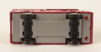 Lot 591 - Matchbox Superfast 57a Land Rover Fire Truck - DARKER SHADE RED BODY