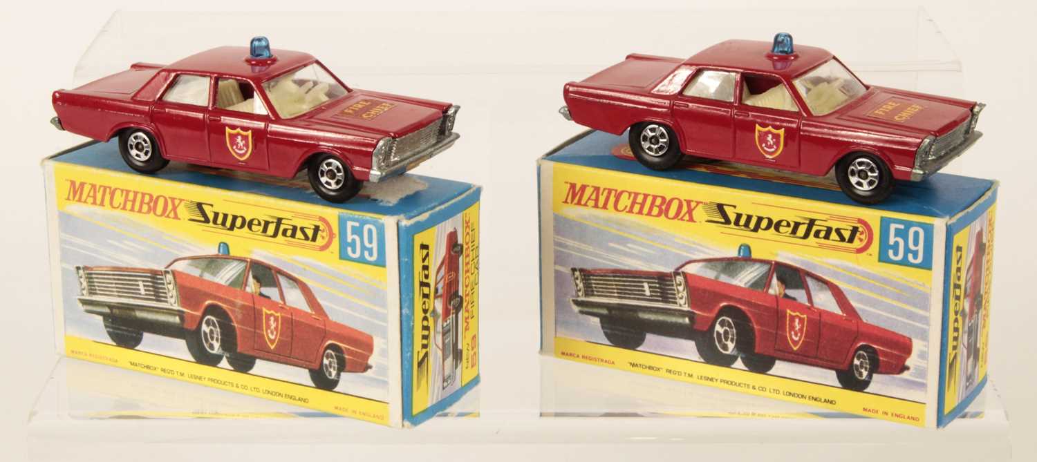 Lesney Matchbox Series No. 59 Ford Galaxie Red Fire Chief Car w/Hitch VTG As-is