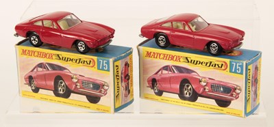 Lot 598 - Matchbox Superfast 2 x 75a Ferrari Berlinetta - MATT RED & GLOSS RED BODY VARIATIONS