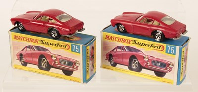 Lot 598 - Matchbox Superfast 2 x 75a Ferrari Berlinetta - MATT RED & GLOSS RED BODY VARIATIONS