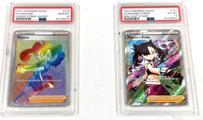 Lot 269 - PSA 10 Shauna Secret Rainbow 278/264 Sword & Shield Fusion Strike 2021 Pokemon and PSA 6 Marnies Pride 171/172 Sword & Shield Brilliant Stars 2022 Pokemon card
