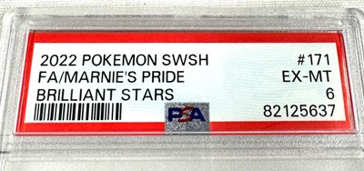 Lot 269 - PSA 10 Shauna Secret Rainbow 278/264 Sword & Shield Fusion Strike 2021 Pokemon and PSA 6 Marnies Pride 171/172 Sword & Shield Brilliant Stars 2022 Pokemon card