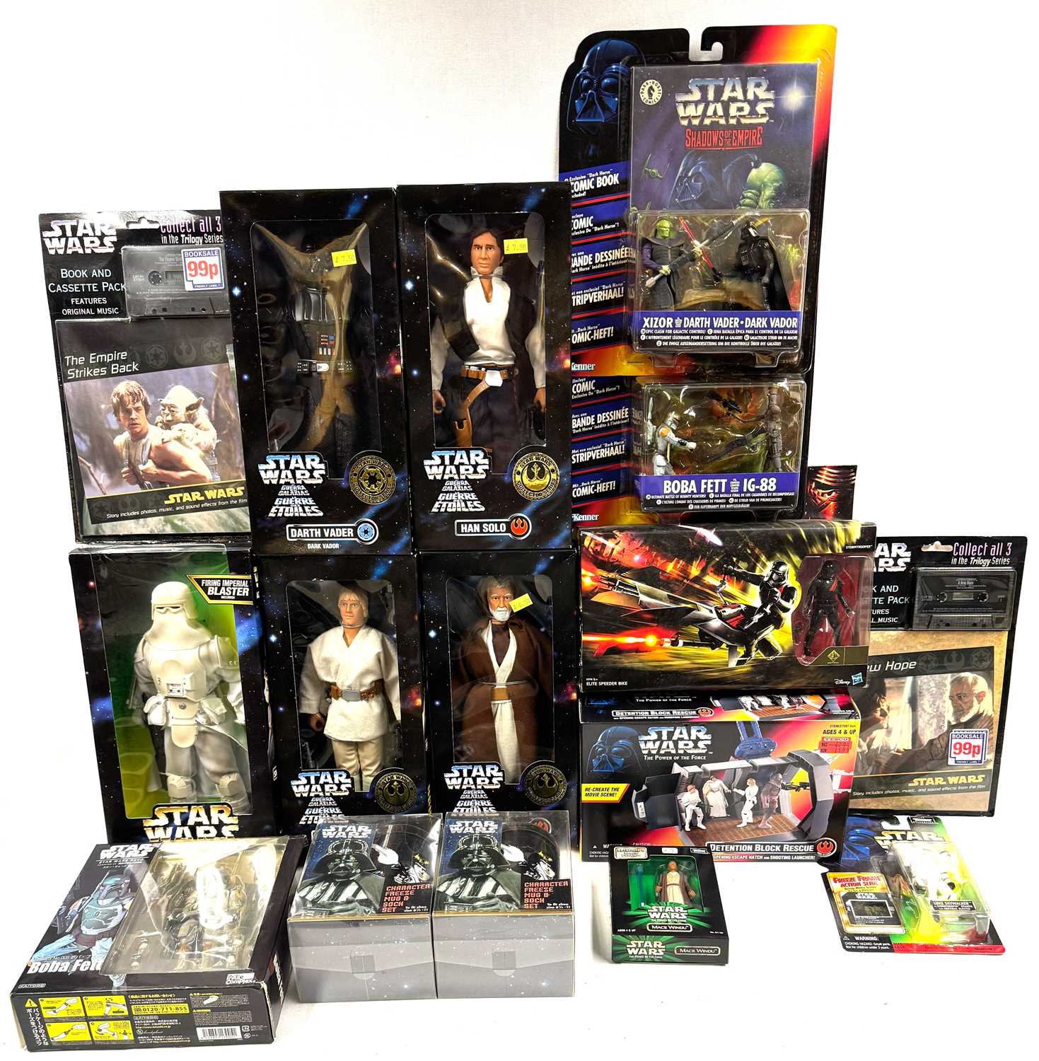 Lot 182 - Large Quantity of modern Star Wars 3 3/4" figures 12" figures, play-sets etc MIP