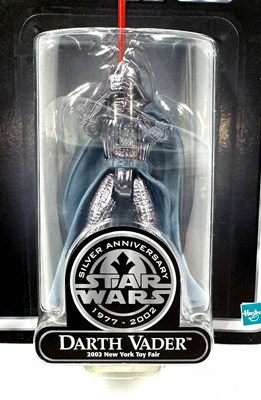 Lot 190 - Hasbro Star Wars Darth Vader Silver Anniversary New York Toy Fair 3 3/4" figure MOC