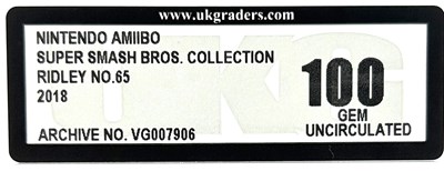 Lot 66 - Nintendo Amiibo Super Smash Bros. Collection Ridley No.65 2018 - UKG Graded 100 Gem Gold Uncirculated
