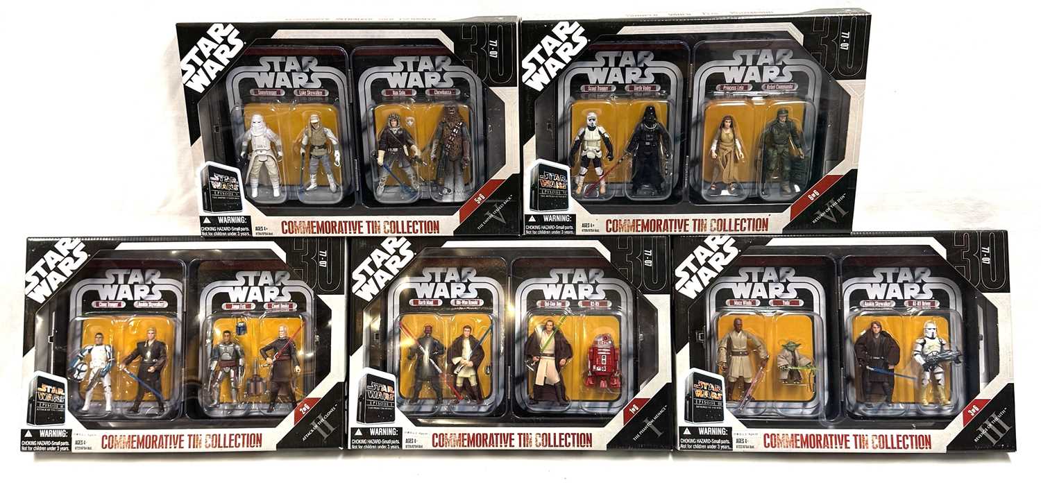 Lot 6 - Hasbro Star Wars 3 3/4" 30th Anniversary Commemorative Tin Collection x 5 MISB