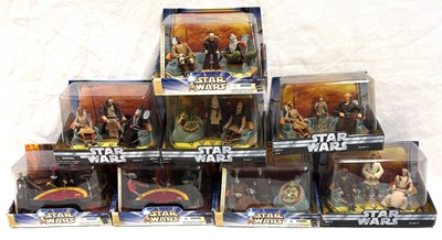 Lot 45 - Hasbro Star Wars Saga War Room & Jedi Council 3 3/4" figure 3 packs x 8 MISP
