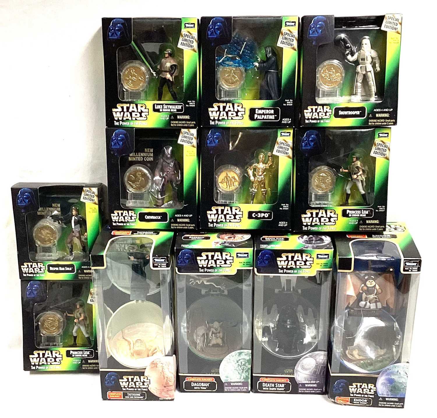 Lot 53 - Hasbro Star Wars Power of the Force 2 3/4" figure & Coin and Complete Galaxy sets x 11 MISP