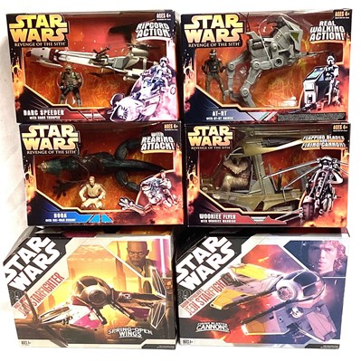 Lot 56 - Hasbro Star Wars Revenge of the Sith 3/4" figure & vehicle packs x 6 including MISP