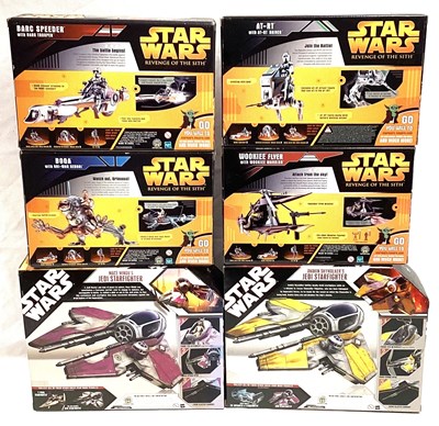 Lot 56 - Hasbro Star Wars Revenge of the Sith 3/4" figure & vehicle packs x 6 including MISP