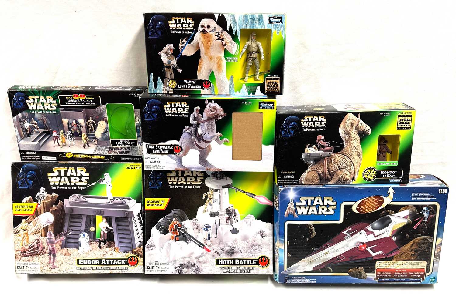 Lot 57 - Hasbro Star Wars Power of the Force 2 & AOTC 3/4" figure & vehicle packs x 7