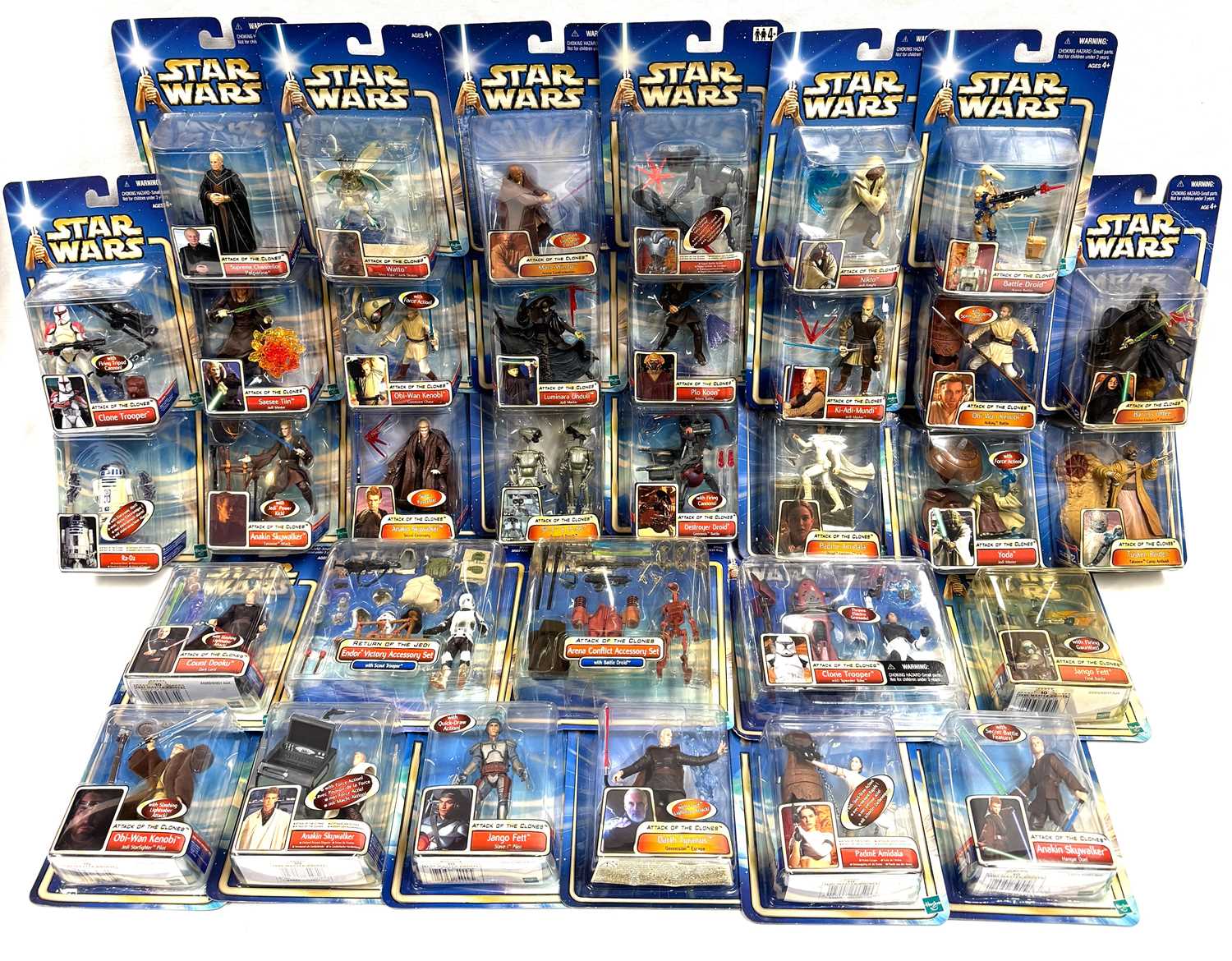 Lot 62 - Hasbro Star Wars Attack of the Clones 3 3/4" figures & Deluxe sets x 33
