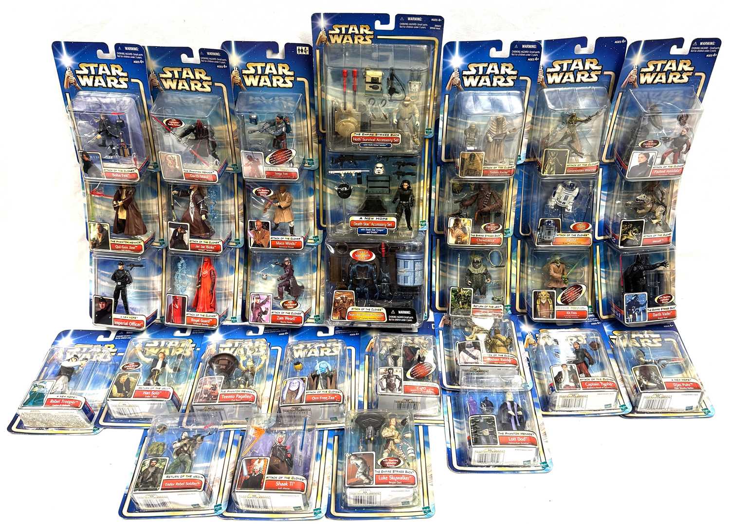 Lot 63 - Hasbro Star Wars Attack of the Clones 3 3/4" figures & Deluxe sets x 33 MISP