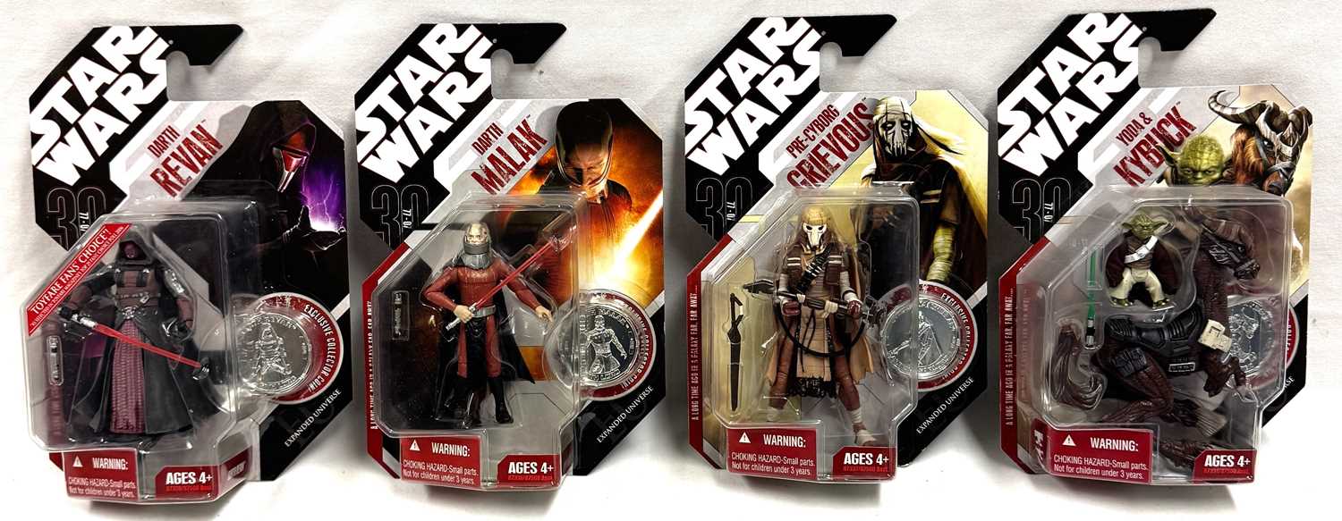 Lot 68 - Hasbro Star Wars 30th Anniversary 3 3/4" figures x 4 MISP Revan, Malak