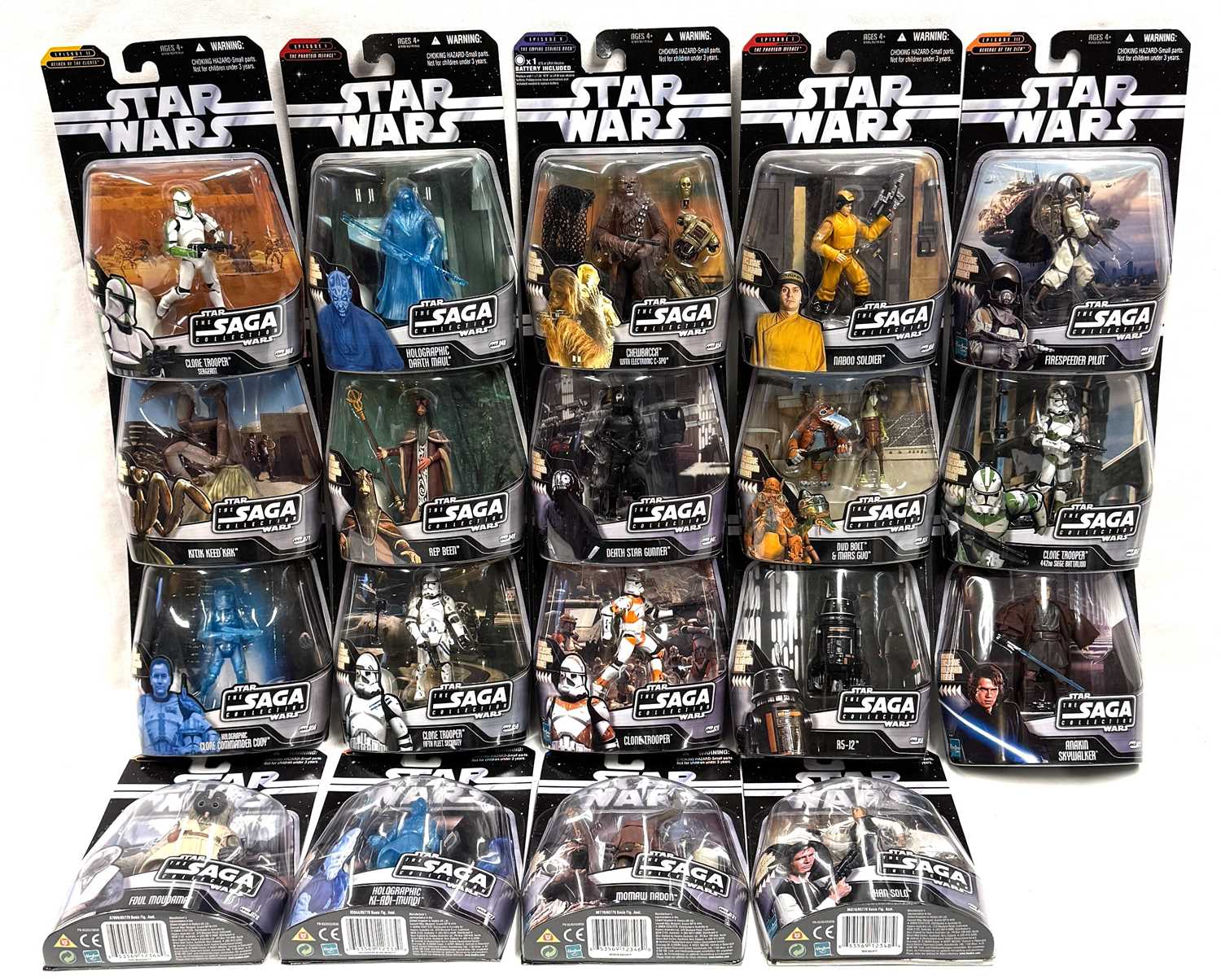 Lot 77 - Hasbro Star Wars Saga Collection 3 3/4" figures x 19 MISP