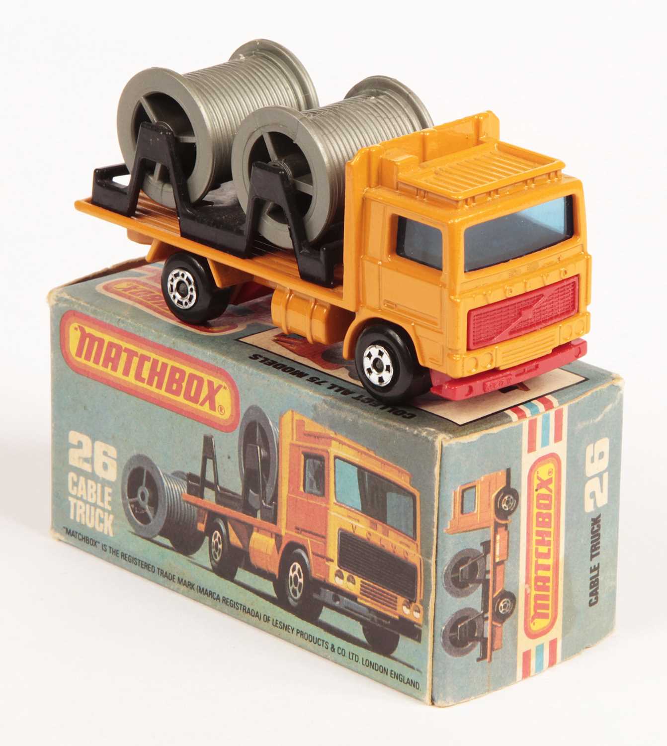 Lot 135 - Matchbox Superfast 26e Volvo Cable Truck - RARE FACTORY WHEEL ERROR