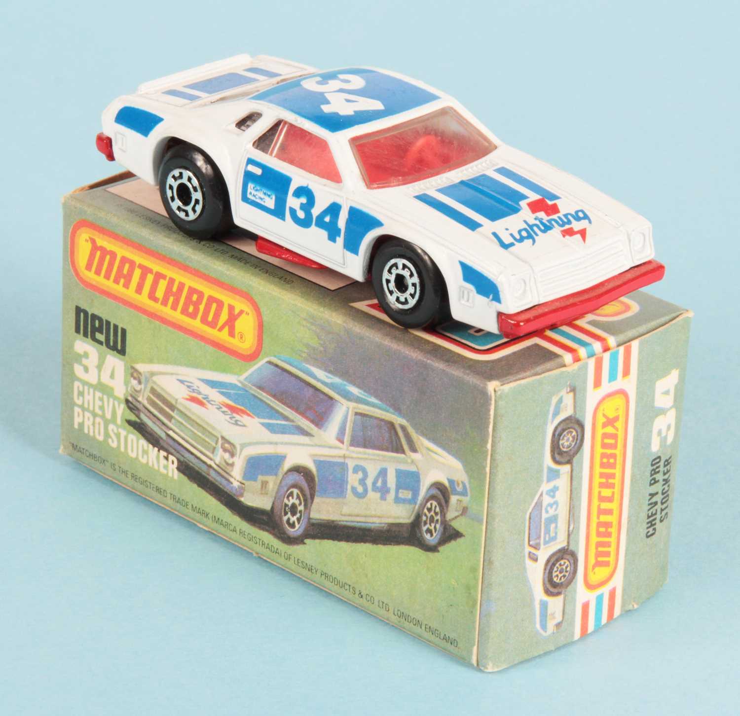 Lot 157 - Matchbox Superfast 34c Chevy Pro Stocker RARE RED LESNEY ENGLAND BASE