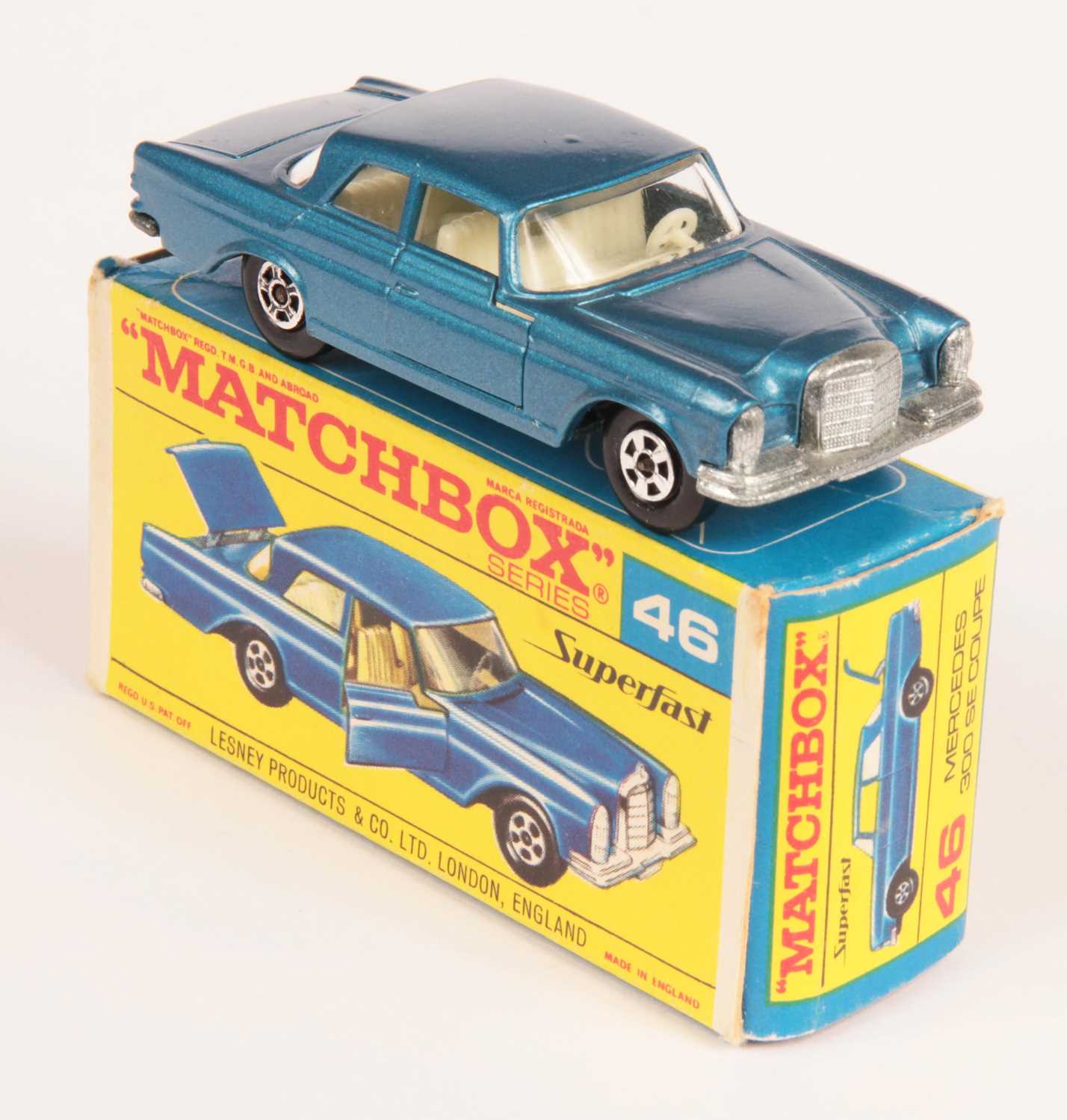 Lot 194 - Matchbox Superfast 46a Mercedes 300SE Coupe TRANSITIONAL ISSUE METALLIC BLUE BODY WITH OPENING DOORS