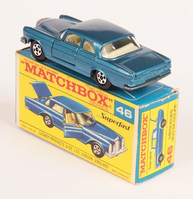 Lot 194 - Matchbox Superfast 46a Mercedes 300SE Coupe TRANSITIONAL ISSUE METALLIC BLUE BODY WITH OPENING DOORS